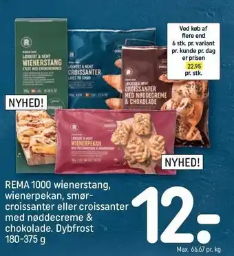 Wienerstang, wienerpekan, smør-croissanter el. croissanter m. nøddecreme & chokolade