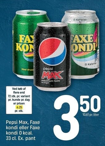 Pepsi max, faxe kondi el. faxe kondi 0