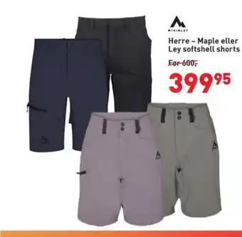 Intersport McKinley Herre -Mapple eller Ley Softshell Shorts tilbud