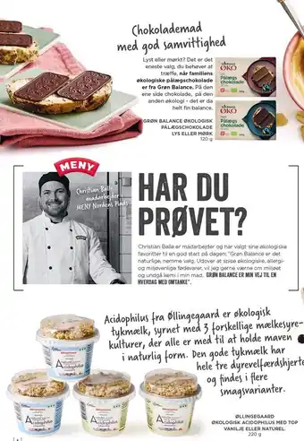 MENY Pålægschokolade el. øllingegaard øko acidophilus med top vanilje el. naturel tilbud