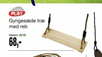 Harald Nyborg Gyngesæde træ med reb tilbud