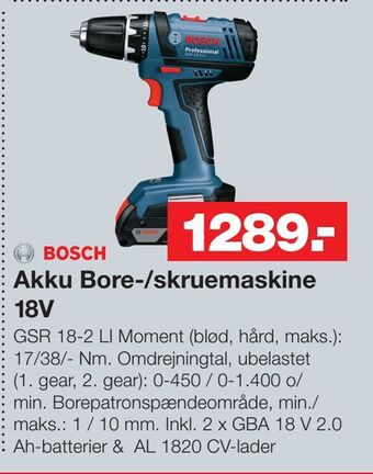 Bauhaus Akku bore-/skruemaskine 18v tilbud