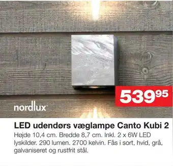 Bauhaus Led udendørs væglampe canto kubi 2 tilbud