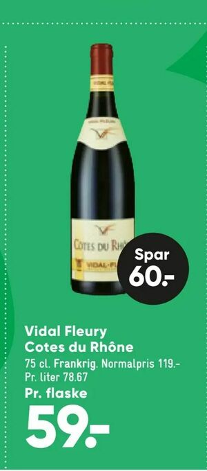 Bilka Vidal Fleury Cotes du Rhône tilbud
