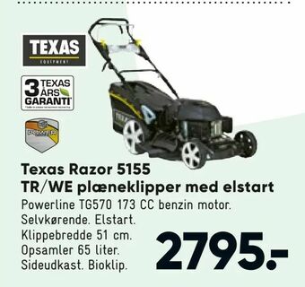 Bilka Texas Razor 5155 TR/WE plæneklipper med elstart tilbud