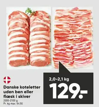 Bilka Danske koteletter uden ben eller flæsk i skiver tilbud