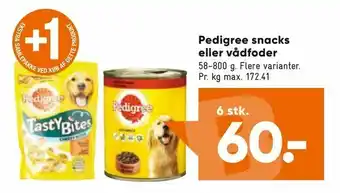 Bilka Pedigree snacks eller vådfoder tilbud