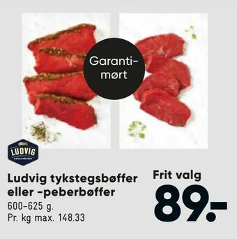 Bilka Ludvig tykstegsbøffer eller -peberbøffer tilbud