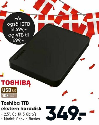 Bilka Toshiba 1TB ekstern harddisk tilbud