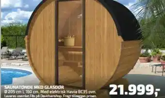 Saunatønde med Glasdør