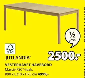 JYSK Jutlandia Vesterhavet Havebord tilbud