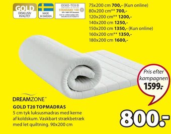 JYSK Dreamzone Gold T20 Topmadras tilbud