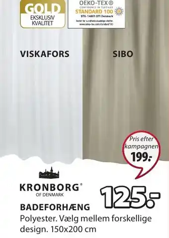JYSK KronBorg Of Denmark Badeforhæng tilbud