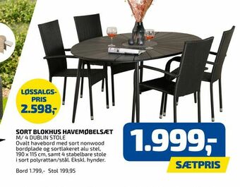 SORT BLOKHUS HAVEMØBELSÆT
