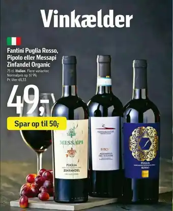 Føtex Fantini Puglia Rosso, Pipolo eller Messapi Zinfandel Organic tilbud