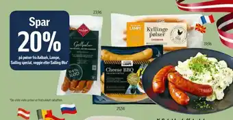 Føtex Pølser fra aalbæk, lampe, salling special, veggie eller salling øko tilbud
