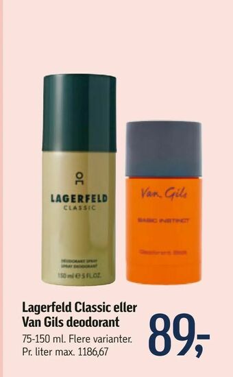 Føtex Lagerfeld Classic eller Van Gils deodorant tilbud