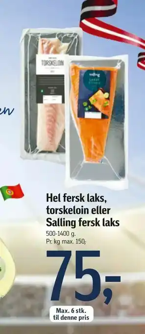Føtex Hel fersk laks, torskeloin eller Salling fersk laks tilbud