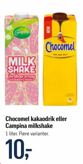 Føtex Chocomel kakaodrik eller Campina milkshake tilbud