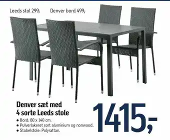 Føtex Denver sæt med 4 sorte Leeds stole tilbud