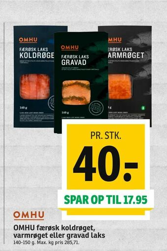 SPAR OMHU færøsk koldrøget, varmrøget eller gravad laks tilbud