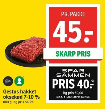 SPAR Gestus hakket oksekød 7-10 % tilbud