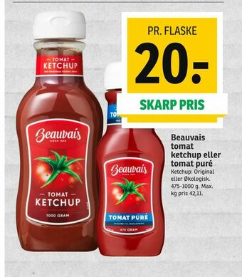 SPAR Beauvais tomat ketchup eller tomat puré tilbud