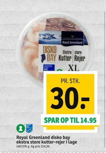 SPAR Royal Greenland disko bay ekstra store kutter-rejer i lage tilbud