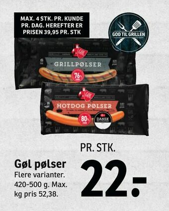 SPAR Gøl pølser tilbud
