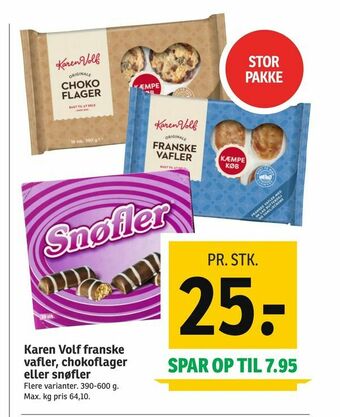 Karen Volf franske vafler, chokoflager eller snøfler