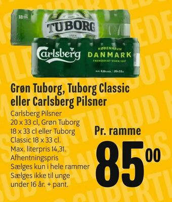 Min Købmand Grøn Tuborg, Tuborg Classic eller Carlsberg Pilsner tilbud
