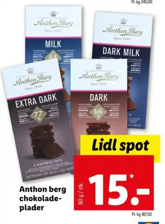 Lidl Anthon berg chokoladeplade dark 66% tilbud