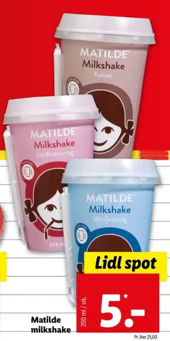 Lidl Matilde milkshake jordbær tilbud