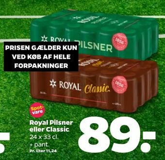 Netto Royal Pilsner eller Classic tilbud