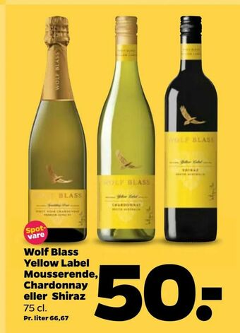 Netto Wolf Blass Yellow Label Mousserende, Chardonnay eller Shiraz tilbud