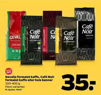Netto Gevalia formalet kaffe, Café Noir formalet kaffe eller hele bønner tilbud