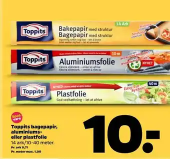 Netto Toppits bagepapir, aluminiums eller plastfolie tilbud