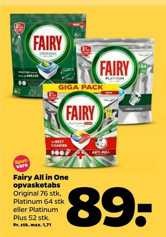 Netto Fairy All in One opvasketabs tilbud