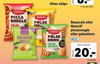 Let-Køb Beauvais eller Naturli' pizzasnegle eller pølsehorn tilbud
