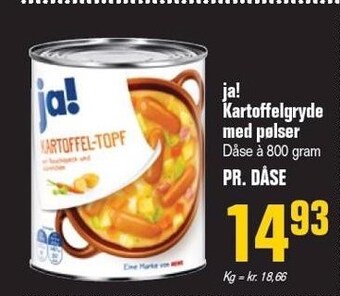 Ja! kartoffelgryde m. pølser
