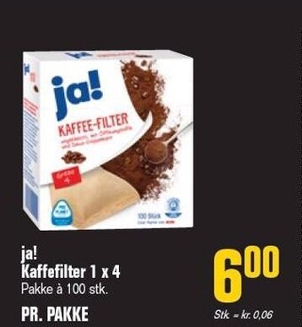 Ja! kaffefilter 1 x 4