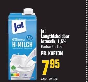Otto Duborg Ja! langtidsholdbar letmælk, 1,5 % tilbud