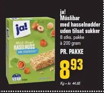 Otto Duborg Ja! müslibar m. hasselnødder uden tilsat sukker tilbud