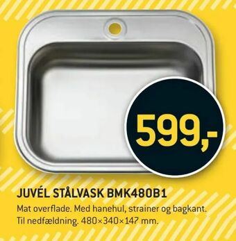 XL-BYG Juvél stålvask bmk480b1 tilbud