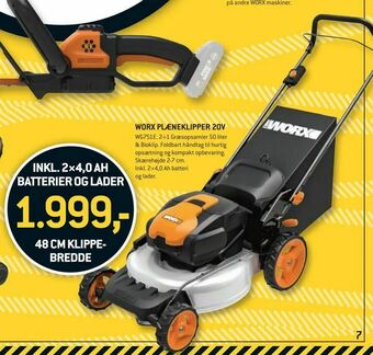 XL-BYG Worx plæneklipper 20v tilbud