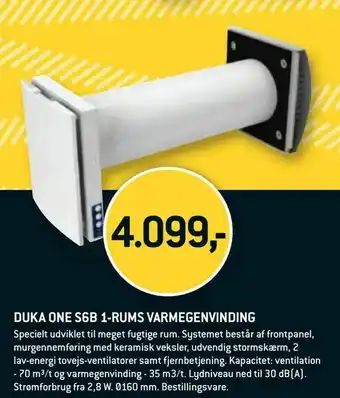 XL-BYG Duka one s6b 1-rums varmegenvinding tilbud
