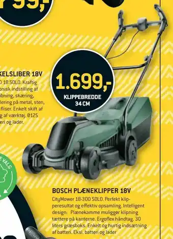 XL-BYG Bosch plæneklipper 18v tilbud