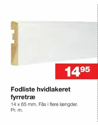 Bauhaus Fodliste hvidlakeret fyrretræ tilbud