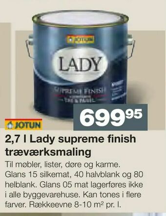 Bauhaus 2,7 l Lady supreme finish træværksmaling tilbud