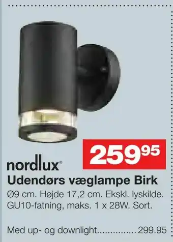 Udendørs væglampe Birk